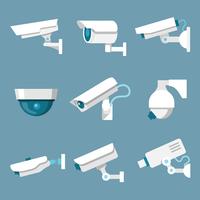 Security cameras icons set vector