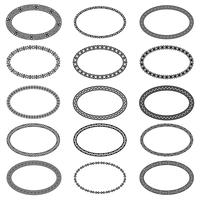 Monochromatic ethnic oval frames in collection vector