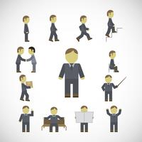 Business man activities icons set vector