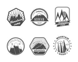 Snowy mountains labels collection vector