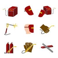 Welder Icons Set Flat vector