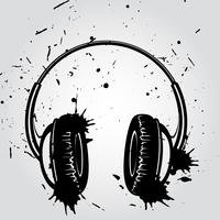 Headphones grunge style vector