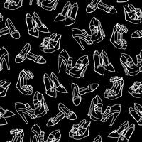 Seamless shoes sketch pattern vector