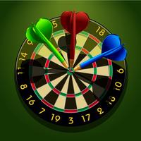 Dartboard with darts in the center vector
