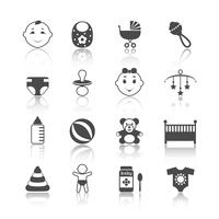 Conjunto de iconos de bebé niño vector