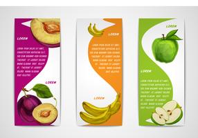 Colección de banners de frutas orgánicas mixtas. vector