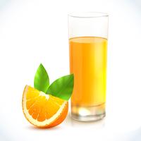 Zumo de naranja en vaso vector