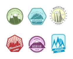 Snowy mountains labels collection vector