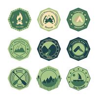 Outdoors tourism camping flat emblems vector