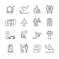 Flat airport icons set vector