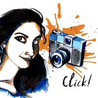 Girl ink hipster camera vector