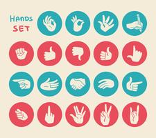 Hands gestures flat icons set vector