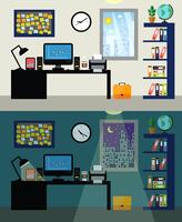 Office day and night vector