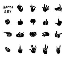 Hands gestures flat pictograms set