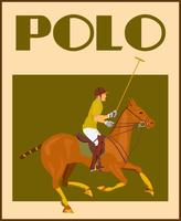 Jugador de polo en cartel de caballo vector