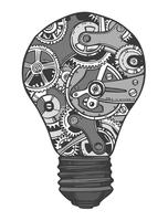 Gears lightbulb sketch vector