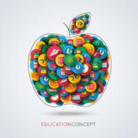 Icono de educación composición de manzana vector