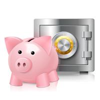 Piggy bank with safe print vector