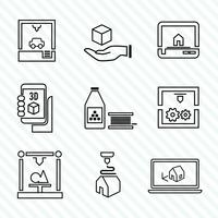 Printer 3d icons set vector