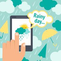 Weather smart phone rain vector