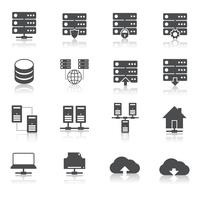 Hosting technology pictograms set vector