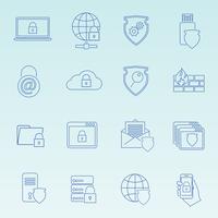 Conjunto de iconos de seguridad de tecnología de información vector