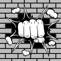 Clenched fist hit the wall emblem vector