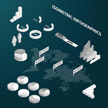 Abstract Isometric Business Infographics vector