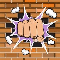 Clenched fist hit the wall emblem vector