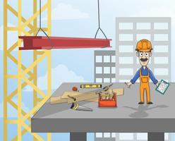 Trabajador de la construcción en la plataforma vector