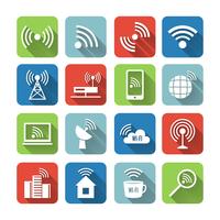Wireless Communication Network Icons Set vector