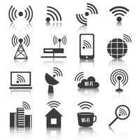 Wireless communication network icons set vector