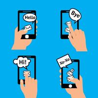 Hand smartphone message vector