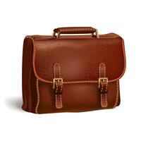 Classic brown leather briefcase vector