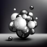 Dark 3d spheres molecule poster vector