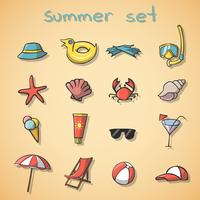 Summer vacation travel icons set vector