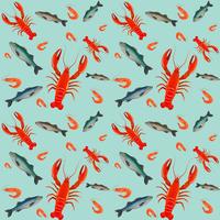 Lobster seamless pattern vector