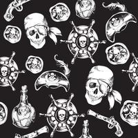 Pirates black and white seamless pattern