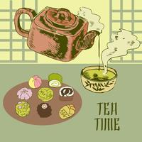 Japanese teapot and cup vector