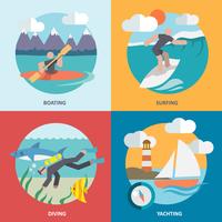 Water sports icons set flat vector