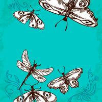 Butterflies and dragonflies background vector