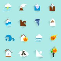 Natural disaster icons flat vector