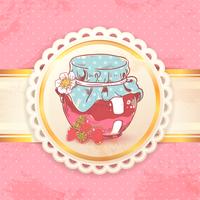 Strawberry jam retro background vector