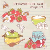 Strawberry jam ingredients vector