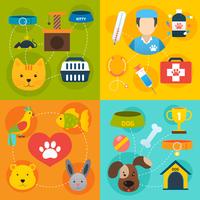 Veterinary icons set flat vector