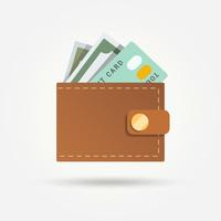 Wallet with money isolated vector