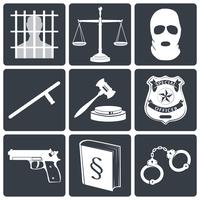 Law and justice icons white on black