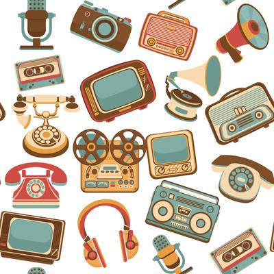 Retro media seamless pattern