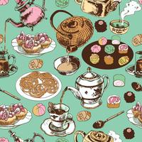 Teapot and cup seamless pattern vector