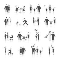 Family Icons Set Black vector